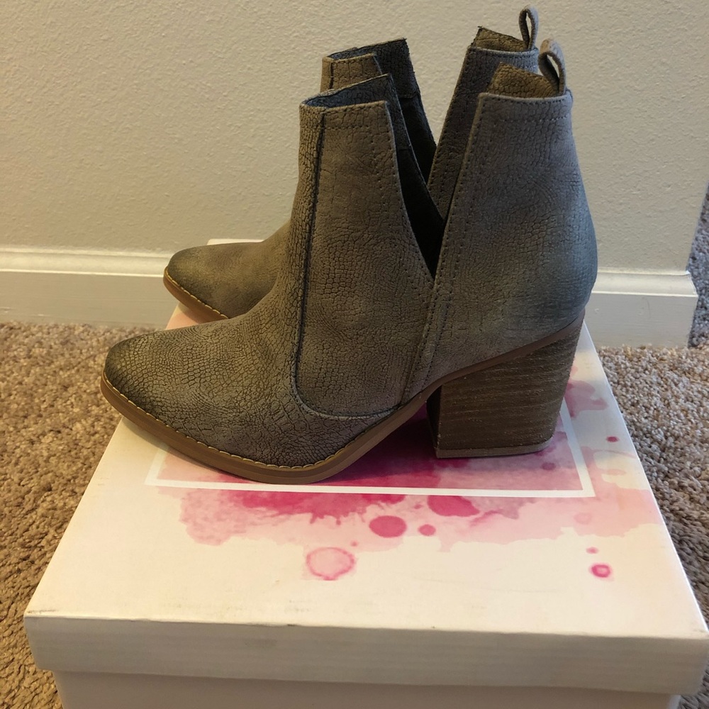 Gray ankle boots